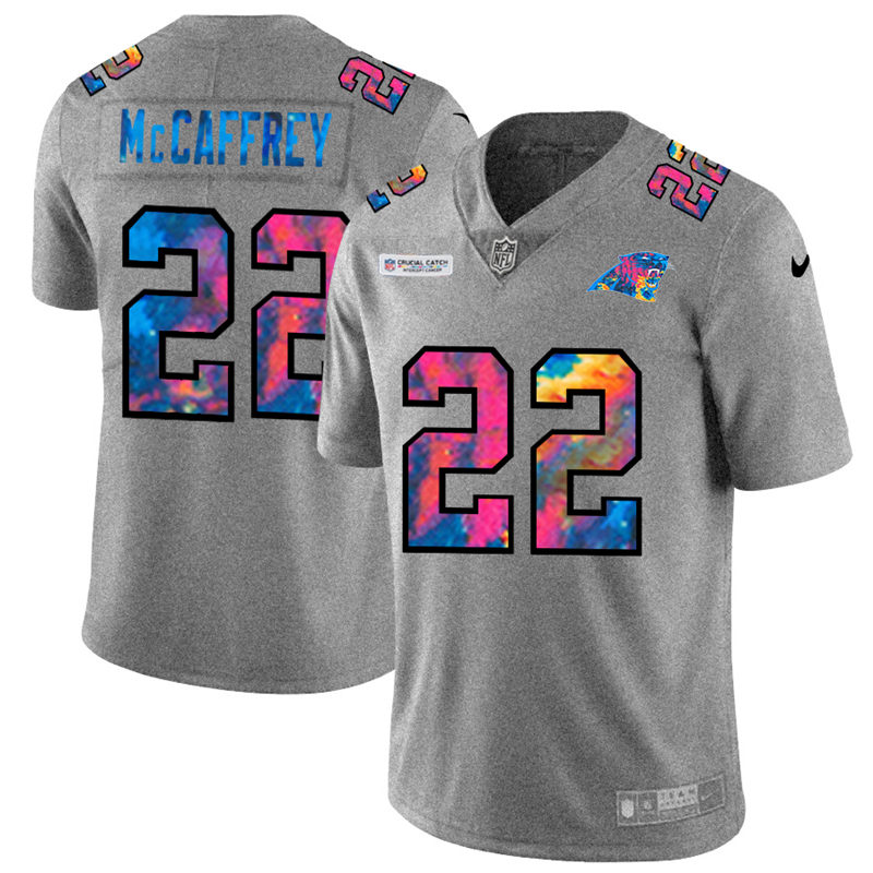 NFL Carolina Panthers #22 Christian McCaffrey Men Nike MultiColor 2020  Crucial Catch  Jersey Grey->kansas city chiefs->NFL Jersey